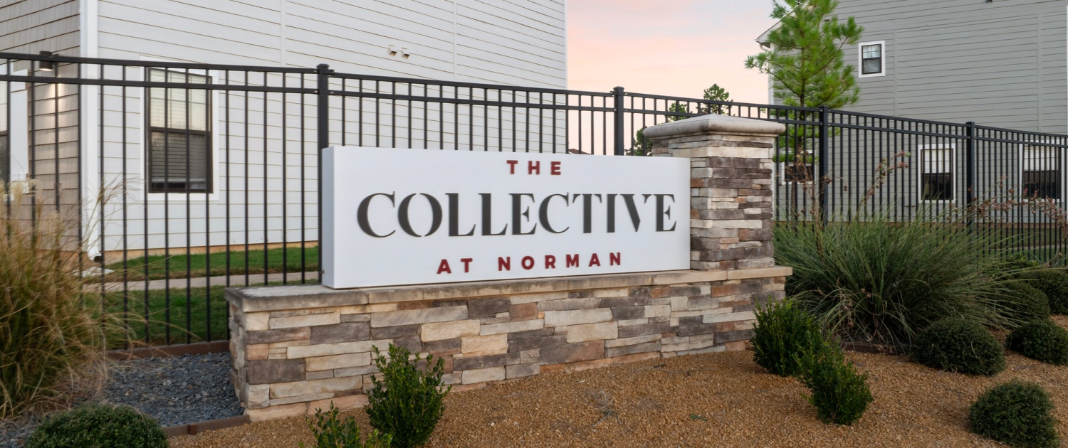 The Collective at Norman student housing entrance sign