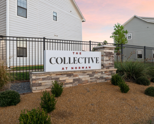 The Collective at Norman student housing entrance sign