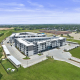 Aerial drone view apartment complex exterior building